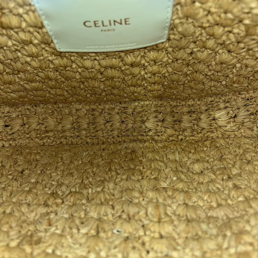 CELINE Classic Panier Natural White Raffia and Calfskin Hobo Bag - Picture 7 of 14